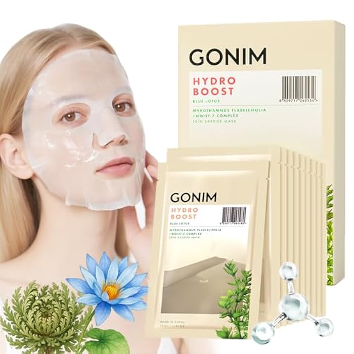 GONIM Face Mask Korean Skin Care with Hyaluronic Acid Serum, Collagen Activation, Vitamin C-Face Masks Skincare Hydration, Moisturizing Sheet Mask, Travel Essentials, Korean Face Mask 30ml x10pcs - Image 1