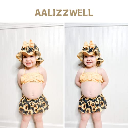 Aalizzwell Infant Baby Girls Swimsuit Sunflower Bikini Two Pieces Bathing Suit Swimwear Summer Beach Set Yellow 6-12 Months - Image 2