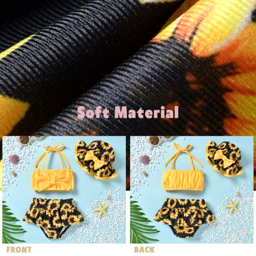Aalizzwell Infant Baby Girls Swimsuit Sunflower Bikini Two Pieces Bathing Suit Swimwear Summer Beach Set Yellow 6-12 Months - Image 5