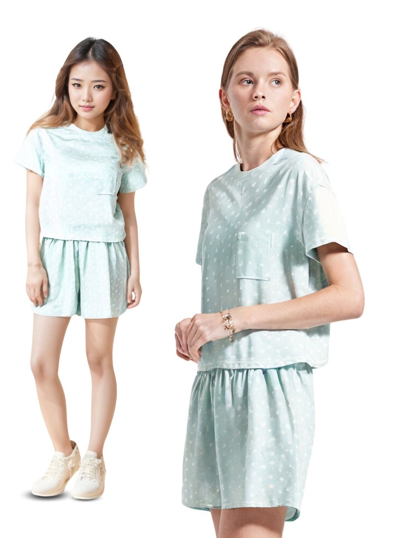 LoryLux Ellise Girls Pajama Set | Soft & Breathable Cotton Sleepwear | Short Sleeve & Shorts Nightwear | Cute & Comfortable - Image 1