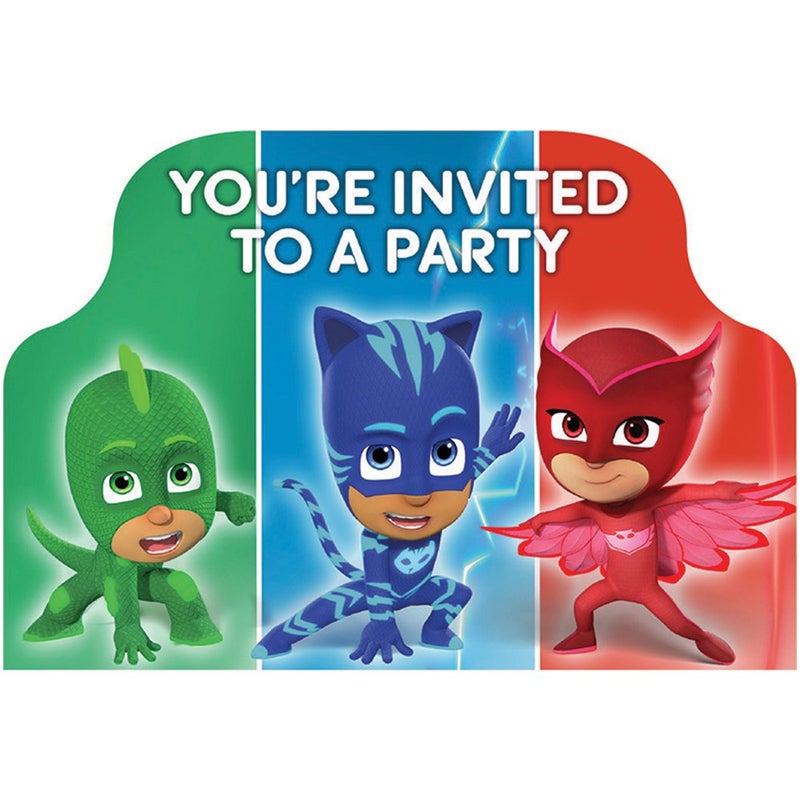 Amscan PJ Masks Invitations 8 ct One Size Multicolored