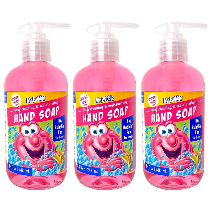 Mr. Bubble Kids Moisturizing Hand Soap, Gentle Sensitive Skin Formula Enriched with Nourishing Aloe Vera - Original Bubble Scent (Pack of 3 Bottles, 8.4 Fl Oz Each) - Image 1