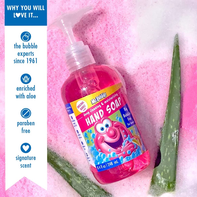 Mr. Bubble Kids Moisturizing Hand Soap, Gentle Sensitive Skin Formula Enriched with Nourishing Aloe Vera - Original Bubble Scent (Pack of 3 Bottles, 8.4 Fl Oz Each) - Image 2