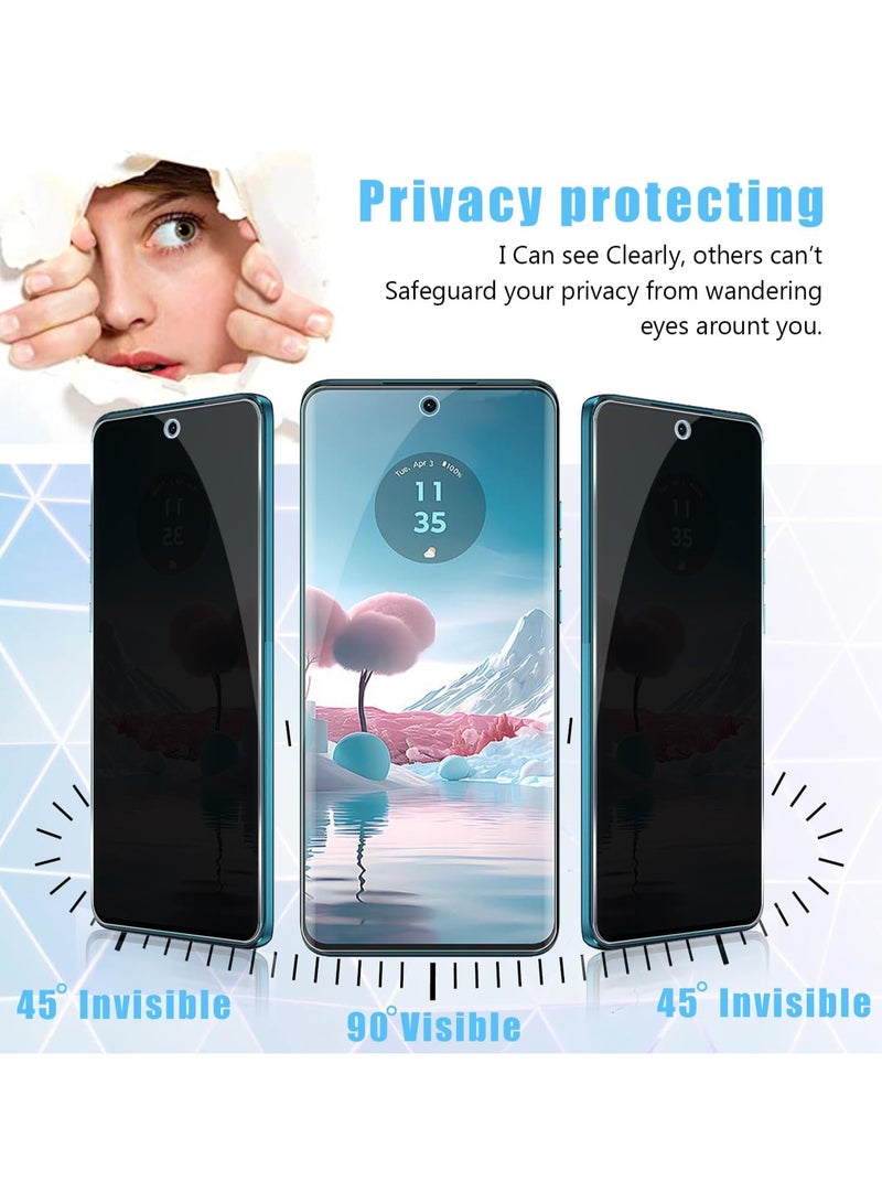 Tempered Glass Privacy Film for Modorola Edge 40 Neo [Full bonding][Full coverage][No bubbles][scratch resistant] - Image 3