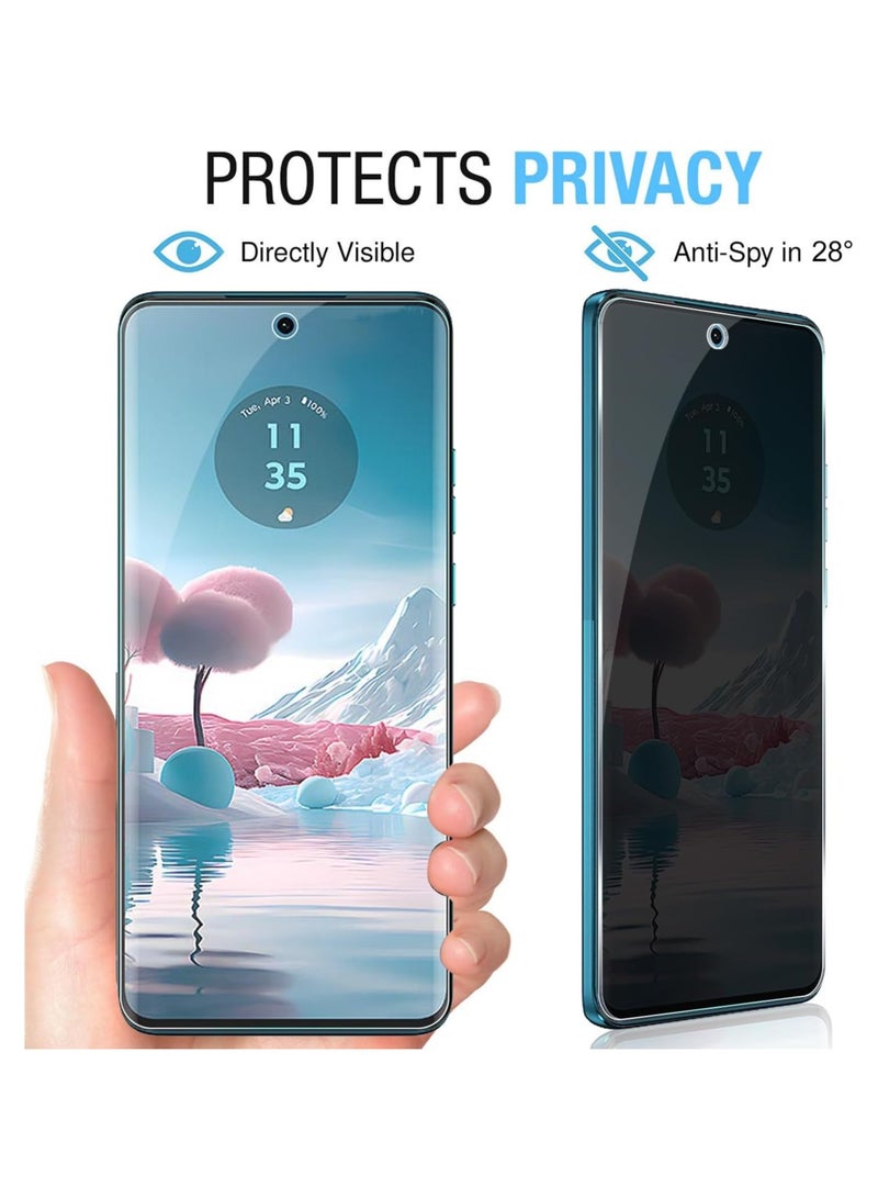 Tempered Glass Privacy Film for Modorola Edge 40 Neo [Full bonding][Full coverage][No bubbles][scratch resistant] - Image 2