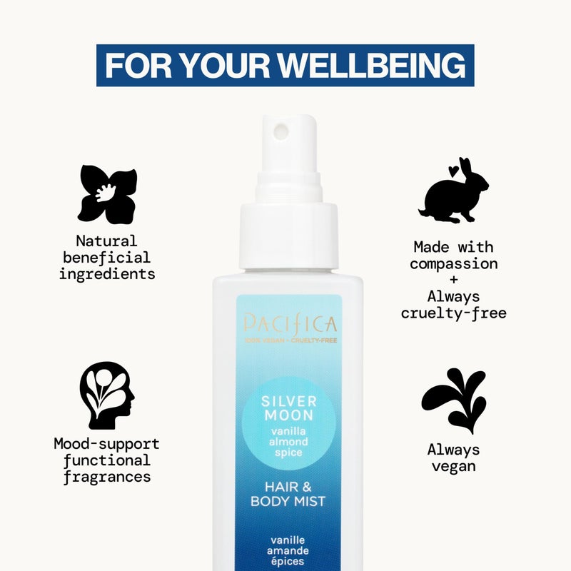 Pacifica Hair Perfume & Body Fragrance Spray Mist - Silver Moon with Vanilla, Almond & Spice â€“ Alcohol-Free, Vegan & Cruelty-Free, 6.5 oz - Image 5