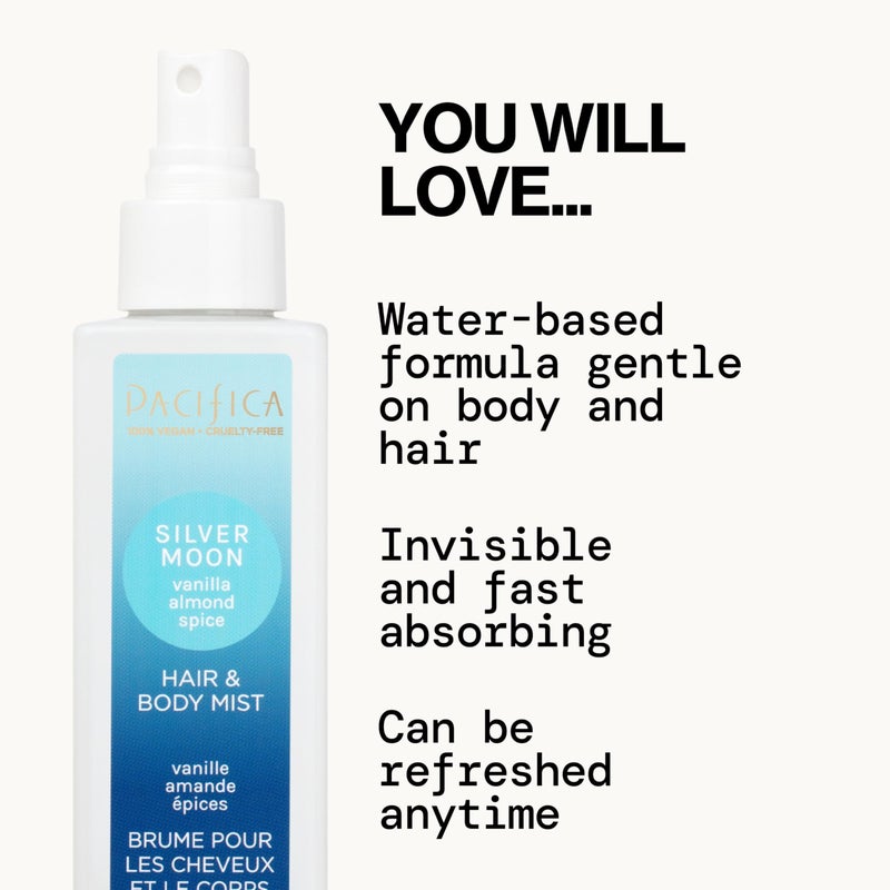 Pacifica Hair Perfume & Body Fragrance Spray Mist - Silver Moon with Vanilla, Almond & Spice â€“ Alcohol-Free, Vegan & Cruelty-Free, 6.5 oz - Image 2