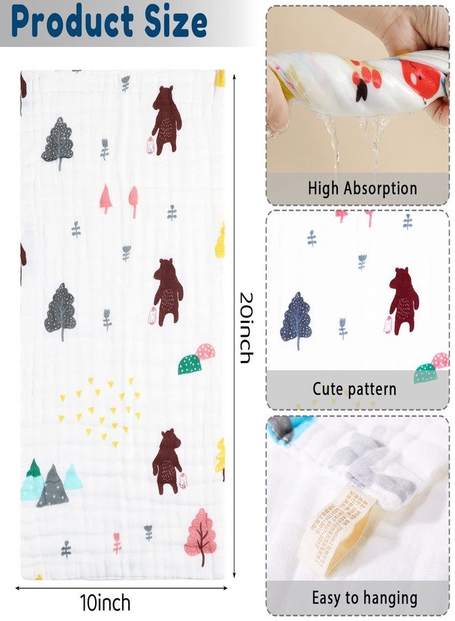 Chumia 20 Pack Muslin Baby Burp Cloths Large 20 x 10 Inches Cotton Baby Burp Rags Towel and Washcloths Face Towels 6 Layers Super Absorbent for Infant Shower,20 Styles - Image 2