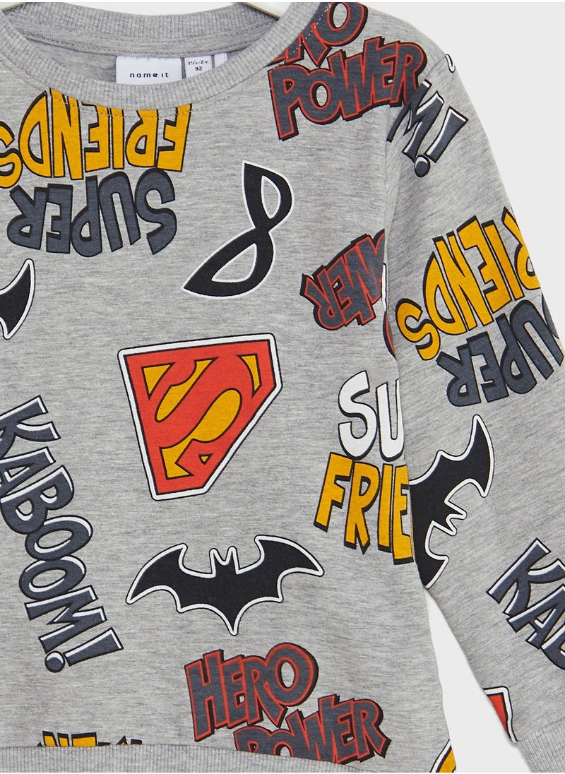 NAME IT - Kids Superhero Print Sweatshirt - Image 1
