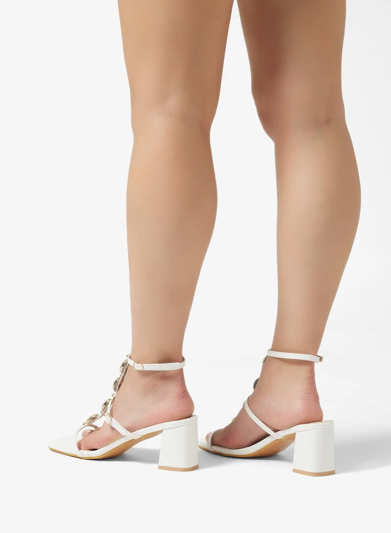 جينجر صندل بكعب متعدد الأشرطة