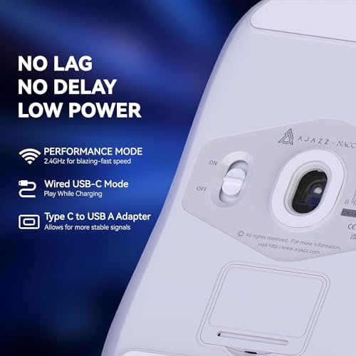 A-jazz A.JAZZ AJ139 G Pro 4K Wireless Gaming Mouse Ultra-Lightweight with Dual Mode-Type C Wired/2.4Ghz USB Receiver up to 26000DPI 6 Programmable Button Ergonomic Symmetric for PS4 Xbox PC Mac Gamer(White) - Image 4