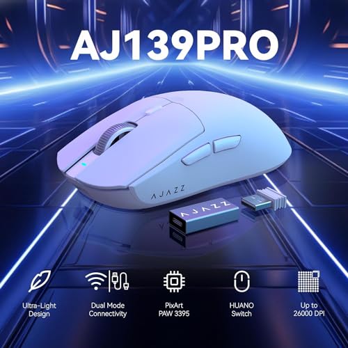 A-jazz A.JAZZ AJ139 G Pro 4K Wireless Gaming Mouse Ultra-Lightweight with Dual Mode-Type C Wired/2.4Ghz USB Receiver up to 26000DPI 6 Programmable Button Ergonomic Symmetric for PS4 Xbox PC Mac Gamer(White) - Image 2