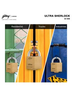 Godrej Locking Solutions and Systems Godrej Locks I Ultra Sherlock 60mm I 3 Keys I Square Lock for Main Door I Gate Lock I Tool Box Shutters Shops Offices I Blister Finish  - Image 3