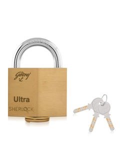 Godrej Locking Solutions and Systems Godrej Locks I Ultra Sherlock 60mm I 3 Keys I Square Lock for Main Door I Gate Lock I Tool Box Shutters Shops Offices I Blister Finish  - Image 1