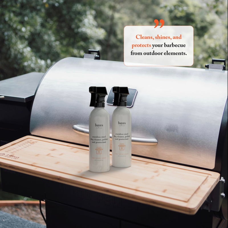 Bayes High-Performance Stainless Steel BBQ Exterior Cleaner and Protectant - Cleans, Shines and Protects Stainless Steel Barbecue Surfaces, Shields from Outdoor Elements - 16 oz, 2-Pack - Image 3