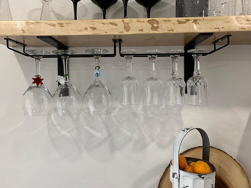 RedDreamer 14-Inch Black Wine Glass Rack, Under Cabinet Wine Glass Holder Stainless Steel Stemware Rack - Hanging Stemware Holder for Cabinet Kitchen Bar, Set of 4 - Image 5