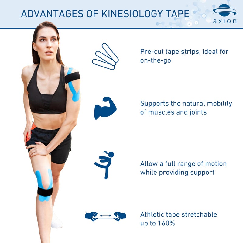 axion Kinesiology Tape PRECUT Mix Set | 120 Pre-Cut Multicolored Sport Tape Strips 10 x 2 in - on 6 Rolls | Waterproof â€¢ Skin-Friendly â€¢ Elastic | Kinesiology Tapes Ideal for Sports - Image 2