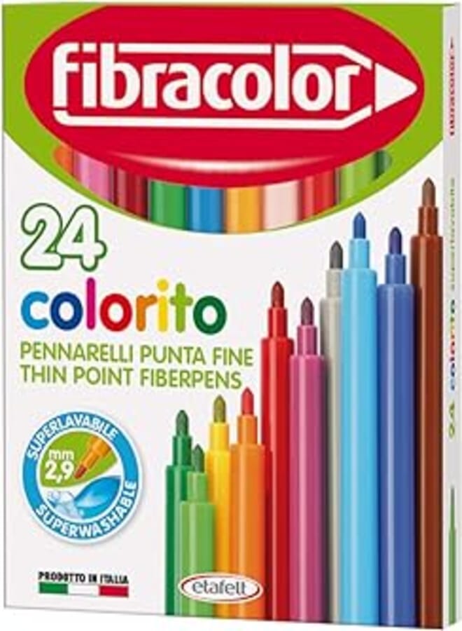 Etafelt 10539SW024SC Fibracolor Colorito Fiber Pens, 2.9 mm - 24 Colors