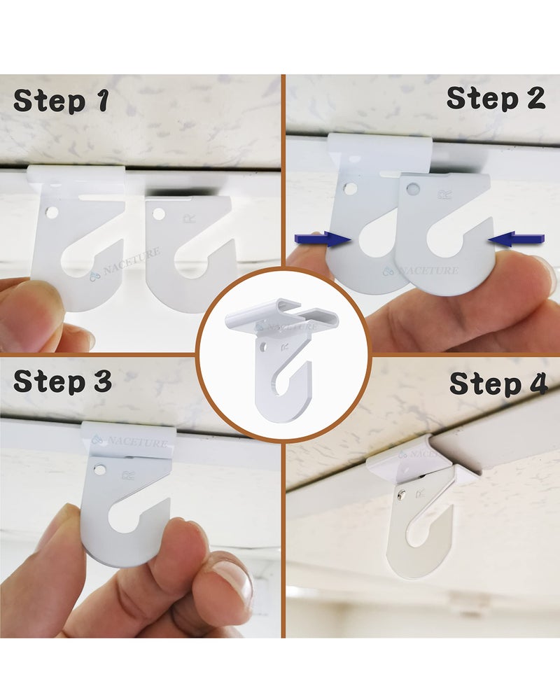 NACETURE 50 Pack Drop Ceiling Hooks - Aluminum, White, Heavy Duty, Rust Resistant, Holds Up to 15 lbs, Perfect for Home, Office, Classroom, Stores, Weddings - Image 5