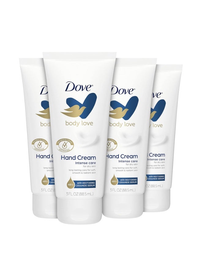 Dove Dove Body Love Moisturizing Hand Cream for Rough or Dry Skin Intense Care Softens and Smoothes 3oz 4 Count  - Image 1