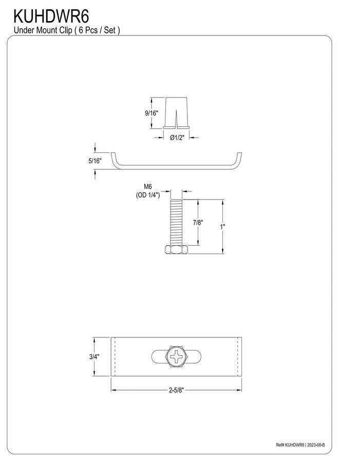 Elements of Design KUHDWR6 Parts for Undermount Sink - Image 2
