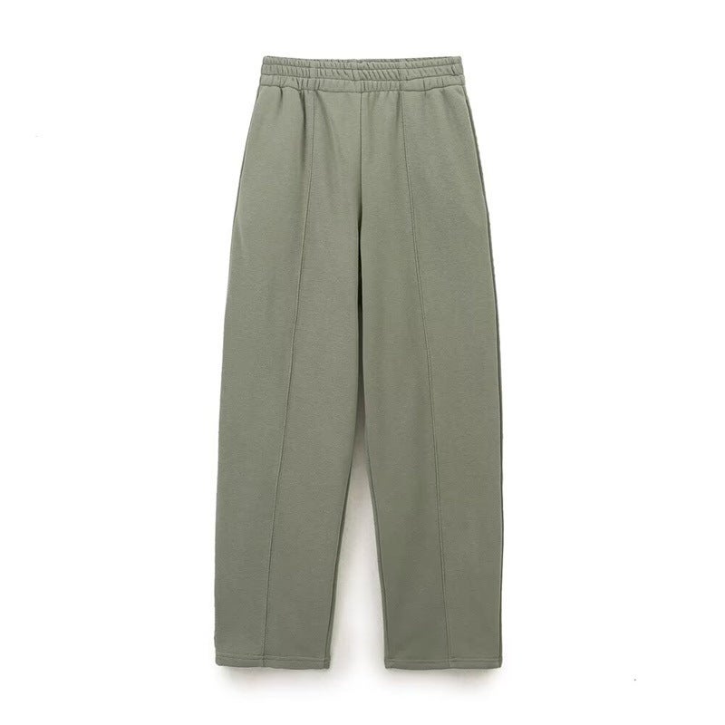 Foreign trade 2024 winter new European and American style womens fashion casual long sleeve flannel sweater straight pants 8417800 Green pants - Image 1