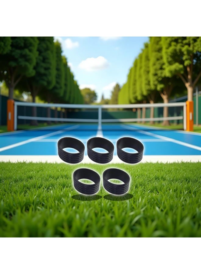 Tustao 5 Pcs Black Tennis Racket Handle Rubber Ring Stretchy Tennis Racquet Band Overgrips, Tennis Grip Band, Tennis Racket Grips, Racquet Accessories - Image 2