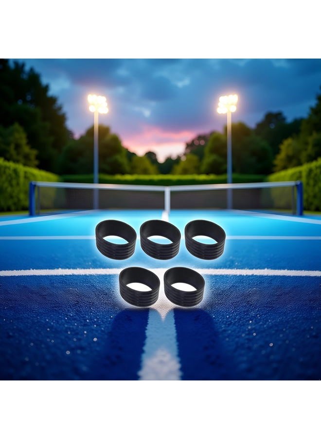 Tustao 5 Pcs Black Tennis Racket Handle Rubber Ring Stretchy Tennis Racquet Band Overgrips, Tennis Grip Band, Tennis Racket Grips, Racquet Accessories - Image 5