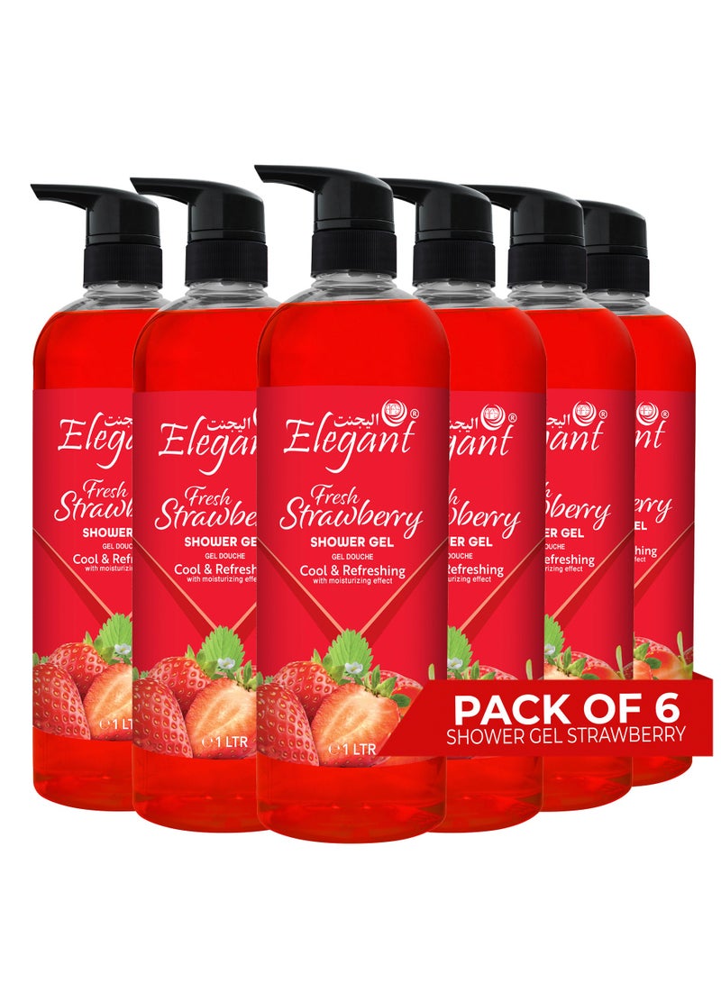 Elegant 6-Pieces Fresh Strawberry Shower Gel 1 Liter  - Image 1