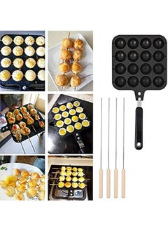 Arabest Takoyaki Grill Pan Plate, 16 Holes Stuffed-Pancake Pan Takoyaki Maker, Takoyaki Baking Mold Tray with 4 Baking Pins | Non Stick, Cooking Baking Mold Tool for Octopus Ball(Black)  - Image 5