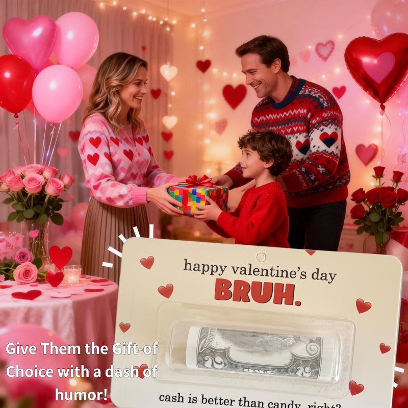 Jxueych 7 Pcs Valentineâ€™s Day Money Holder Cards â€“ Fun & Functional Gift Solution with Clear Blister Shell for Cash & Gift Cards - Image 5