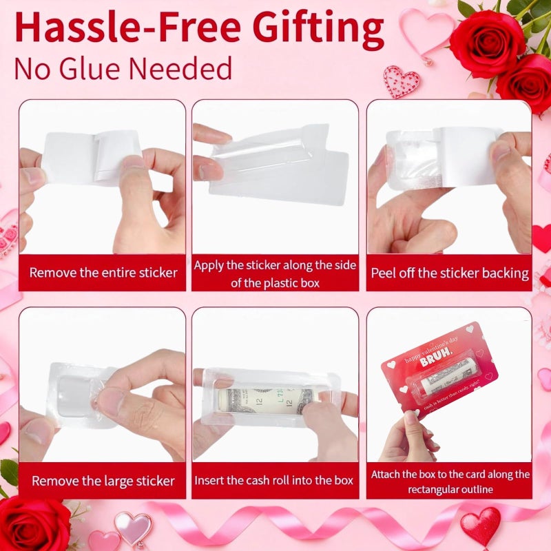 Jxueych 7 Pcs Valentineâ€™s Day Money Holder Cards â€“ Fun & Functional Gift Solution with Clear Blister Shell for Cash & Gift Cards - Image 4