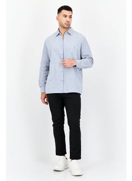 Selected Homme Men Regular Fit Textured Long Sleeves Casual Shirt, Blue Fog  - Image 2