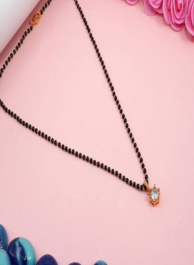 JHB Diamond Mangalsutra With Chain short Length Tanmaniya Traditional Black Bead Mangalsutra for women - Image 3