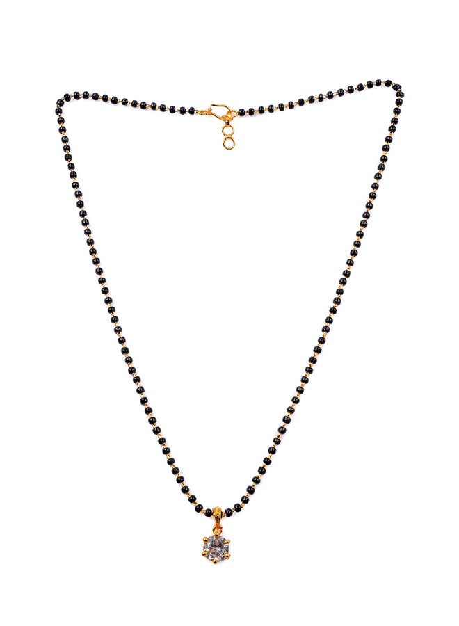 JHB Diamond Mangalsutra With Chain short Length Tanmaniya Traditional Black Bead Mangalsutra for women - Image 1