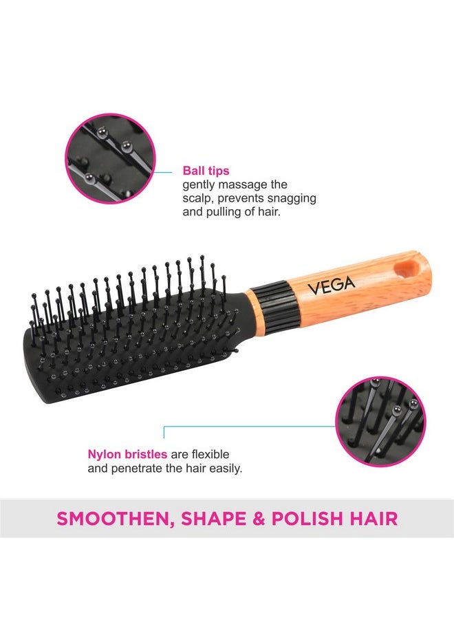 Vega Mini Flat Hair Brush (India'S No. 1* Hair Brush Brand) For Men & Women (R5-Fb)  - Image 4
