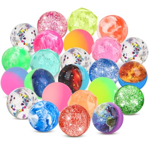 Hxezoc 24 Pcs Bouncy Balls for Kids 32mm 6 Styles Rubber Bounce Balls Bulk for Party Favors Goodie Bag Fillers Easter Gift Bag Stuffers Basket Stuffers Classroom Prizes - Image 1