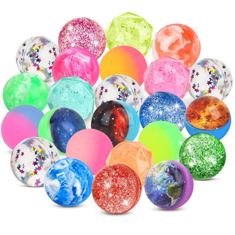 Hxezoc 24 Pcs Bouncy Balls for Kids 32mm 6 Styles Rubber Bounce Balls Bulk for Party Favors Goodie Bag Fillers Easter Gift Bag Stuffers Basket Stuffers Classroom Prizes - Image 3