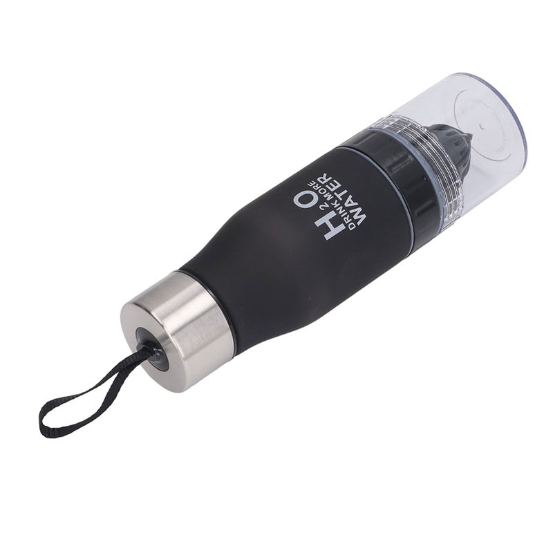 Fruit Infuser Bottle 650ml Black: Squeeze Juice Function - Leakproof Design Fruit Water Bottle for Outdoor Activities Office Travel Sports Enthusiasts - Image 2