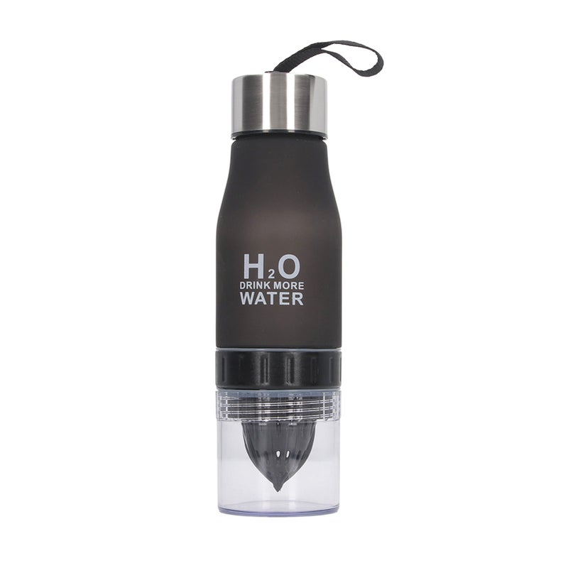 Fruit Infuser Bottle 650ml Black: Squeeze Juice Function - Leakproof Design Fruit Water Bottle for Outdoor Activities Office Travel Sports Enthusiasts - Image 1