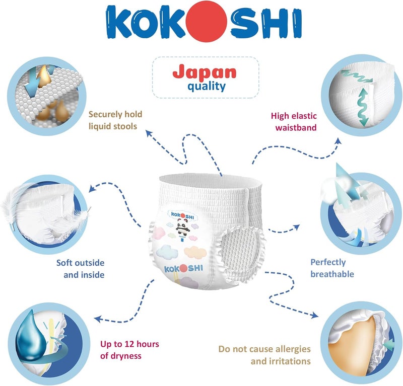 Kokoshi Premium, Size 5, XL, 12-21 kg, 152 Diaper Pants | Soft, Breathable & Leak-Proof for Active Babies - Image 4