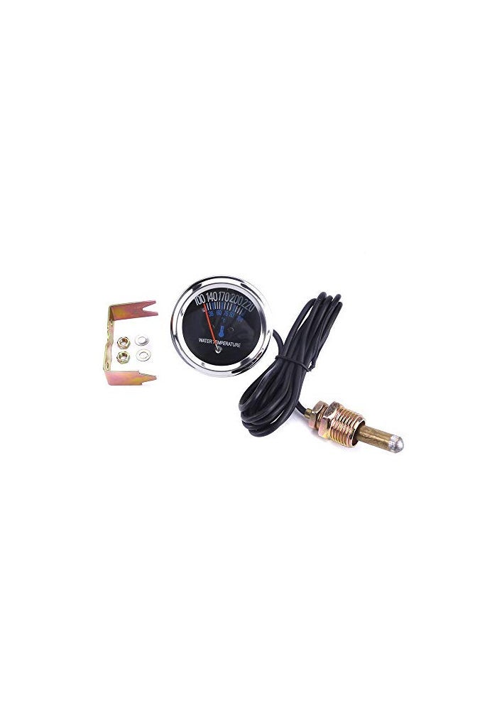 Dyno Racing 2 inch 52mm Pointer Electrical Mechanical Car Water Temp Temperature Gauge Celsius Fahrenheit Black Face Meter with Sensor 12NPT - Image 1
