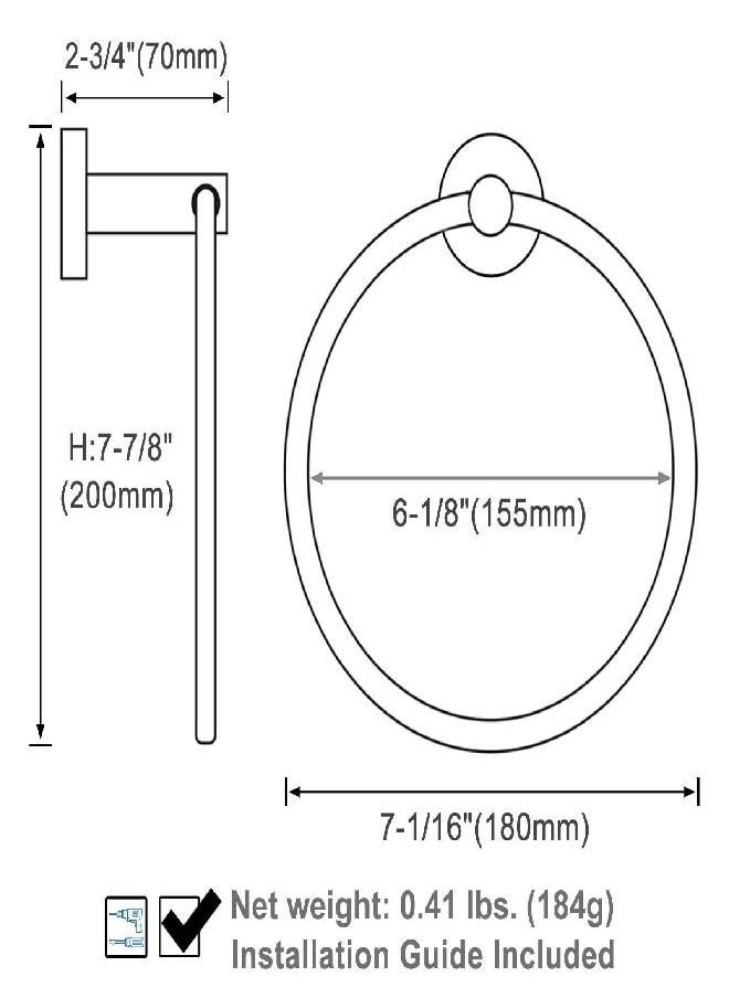 APLusee APLusee Matte Black Towel Ring, Bathroom Hand Towel Holder Stainless Steel Modern Round Lavatory Storage Hanger Wall Mounted…  - Image 1