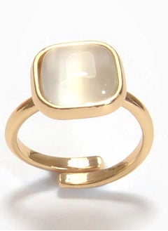 FARMA 18K Gold Plated White Quartz Adjustable Ring 