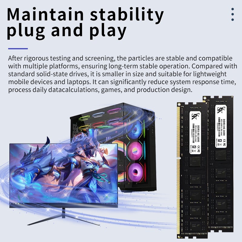 Desktop computer memory module DDR3 4G 8G 16G. Laptop 1600. Single strip box. - Image 2