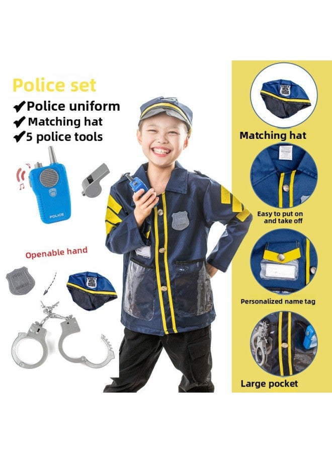 Loquat Source Role Costume Play Cosplay Kindergarten Performance Costume Fire Police Engineering Suit-Color:KN566 Police Costume Set 0.38kg - Image 1