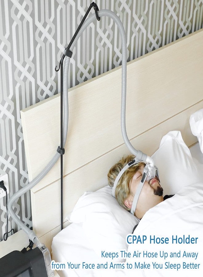حامل خرطوم جهاز التنفس CPAP من لونيون - علاقة خرطوم جهاز التنفس CPAP للسرير، تمنع التشابك والانسداد، وتحافظ على خرطوم الهواء مرفوعًا بعيدًا عن وجهك وذراعيك لتحسين نومك، أسود - Image 3