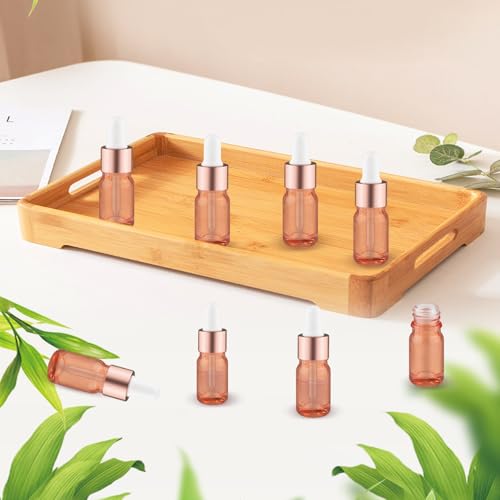 Mirrline 24 Pcs Pink Glass Dropper Bottles Essential Oils Dropper Bottles with Rose Gold Caps & 3 Plastic Droppers & 1 Funnel for Cosmetic Liquid - 5ml - Image 5