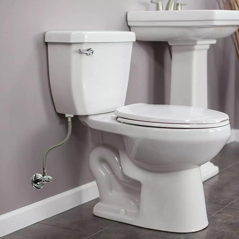 TT FLEX Toilet Connector Water Line Kit with 12" Length Long 3/8" COMP x 7/8" BC Toilet Connector Hose, 1/2 inch NOM Inlet x 3/8 inch OD Compression Outlet Angle Shut Off and Escutcheon Plate - Image 5