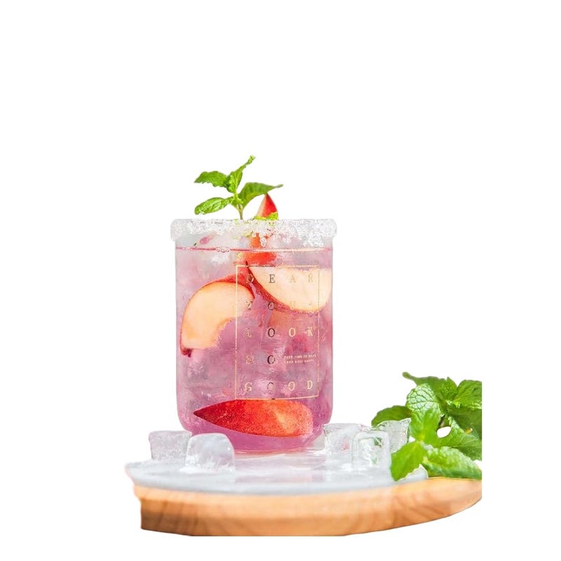 Silver Martini Silver Martini Clear Borosilicate HeatResistant Gold Letter Glass Cup Without Handle Cupjar Set of 2  - Image 1